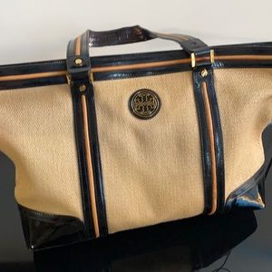 Tory Burch large tweed summer tote
